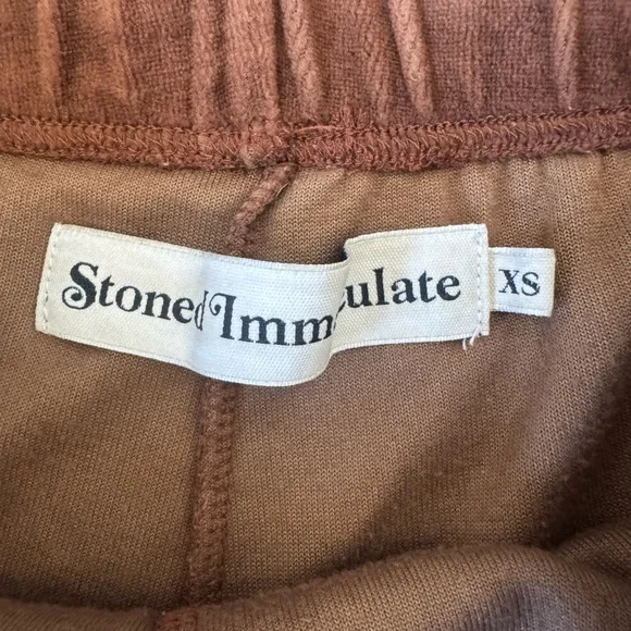 Stoned Immaculate Brown Yellow Gym Shorts Size XS Retro - Picture 3 of 8